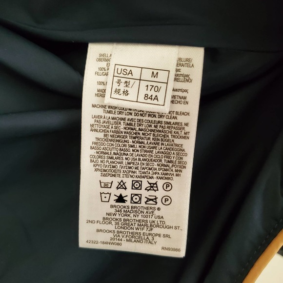 BROOKS BROTHERS Women's Diamond Quilted Navy/Tan Snap Front Riding Vest sz M - Picture 8 of 8